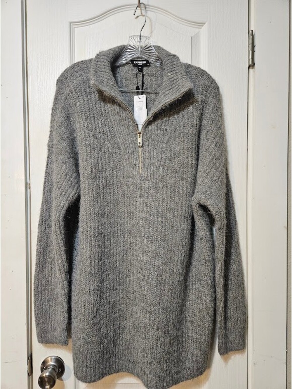 Express London Super Soft Quarter-Zip Sweater S Soft Vanilla